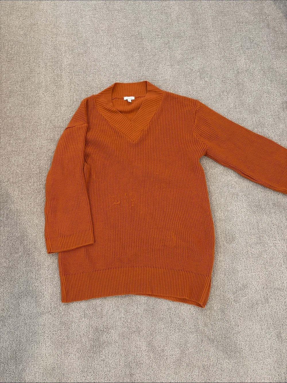 Topshop Men's V-Neck Sweater in Burnt Orange